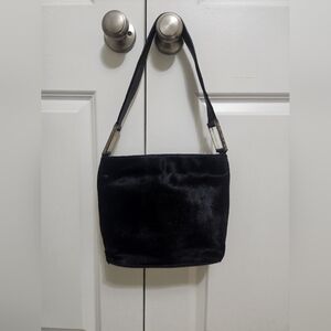 VINTAGE Lisa Jenks Black Pony Hair 1990s Shoulder Handbag RARE
